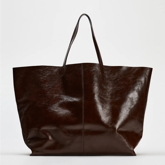 Maxi Leather Tote Bag in Oxblood Red - Picture 1 of 1